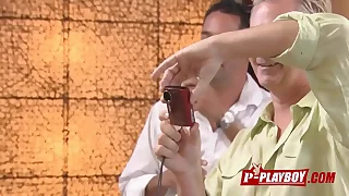 Hot brunette loves to be touched by naughty and kinky swingers&period;